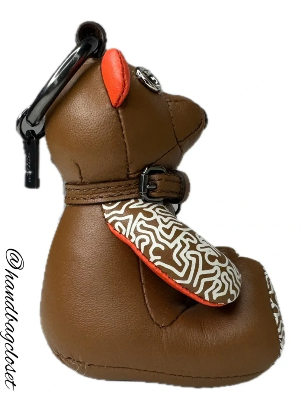 Coach Keith Haring Leather Heart Bear Bag Charm/Rare Fob  20138 Keychain